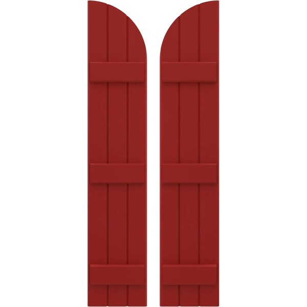 Ekena Millwork Americraft 3-Board (3 Batten) Wood Joined Board-n-Batten Shutters w/ Arch Top, ARW401BQ311X77BRH, PR ARW401BQ311X77BRH - main
